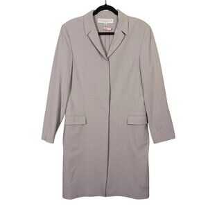VALERIE STEVENS Gray Long Coat Jacket Long Sleeve Hidden Button Front 12 Large